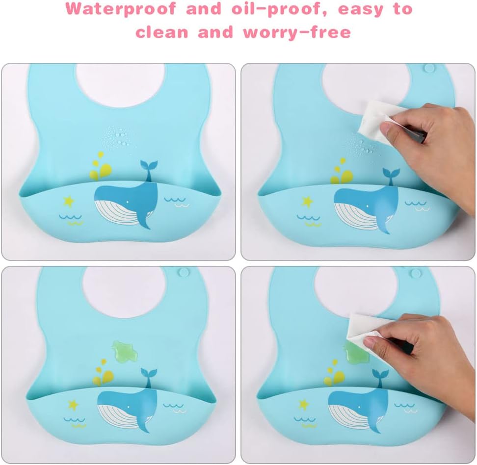 Thumbnail 6 de Vicloon Silicone Baby Bibs, waterproof 2 pack