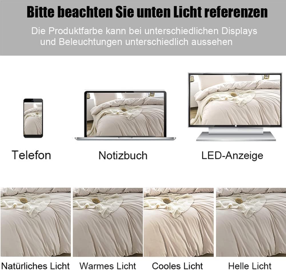 Detalle 2 de Soifox Bettwäsche 155x220 Beige – Mikrofaser-Set mit Reißverschluss, knitterfrei und pflegeleicht