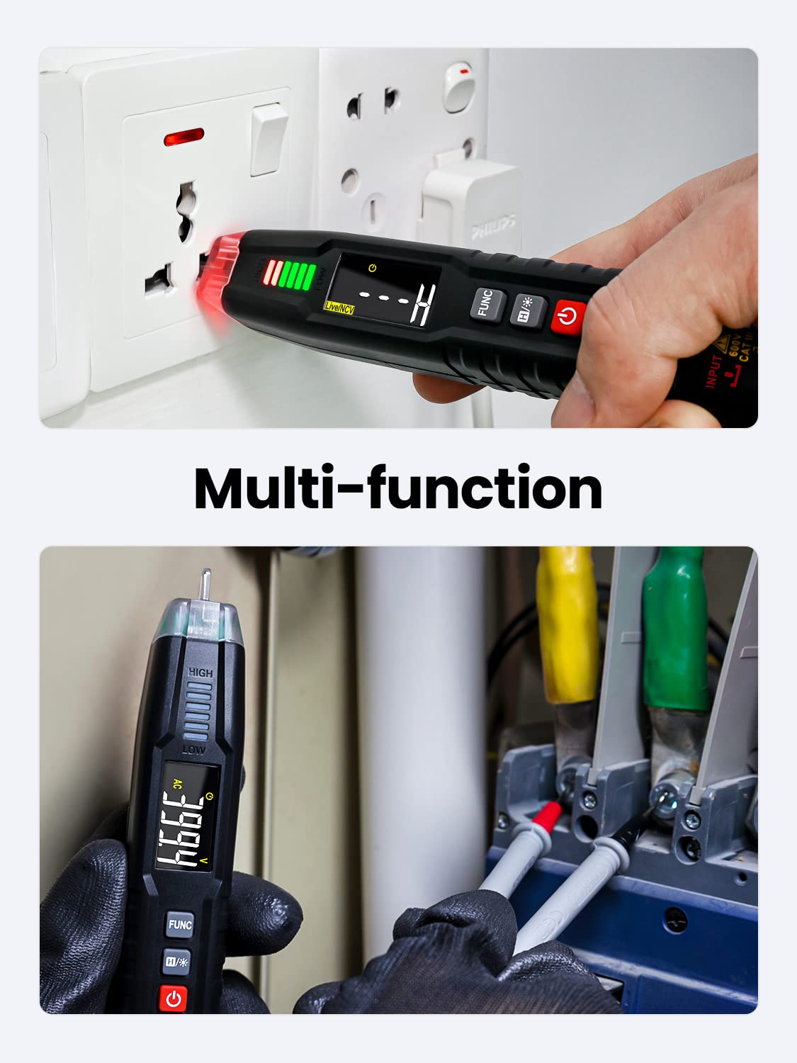 Thumbnail 2 de KAIWEETS ST100 Multi-function Voltage Tester: Non-Contact, 600V AC/DC voltages with NCV and comprehensive testing