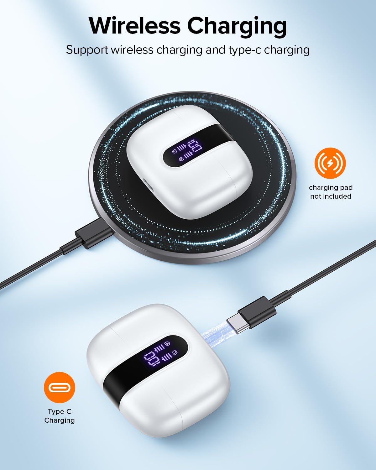 Thumbnail 4 de TAGRY X08 True Wireless Earbuds, 60-Hour Playback, LED Display, IPX5