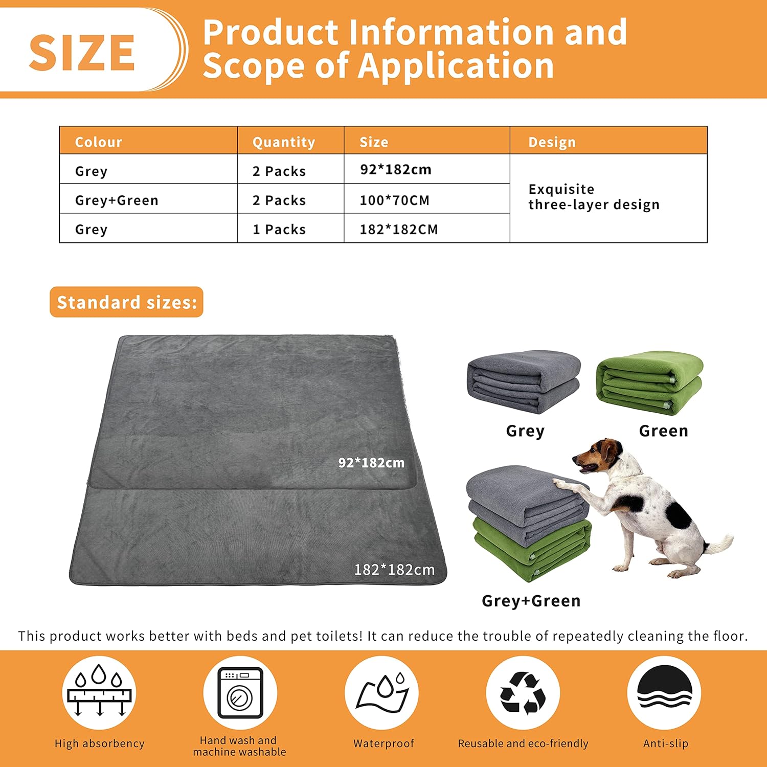 Thumbnail 6 de Dog Pee Pad Washable 92x182cm 2-pack