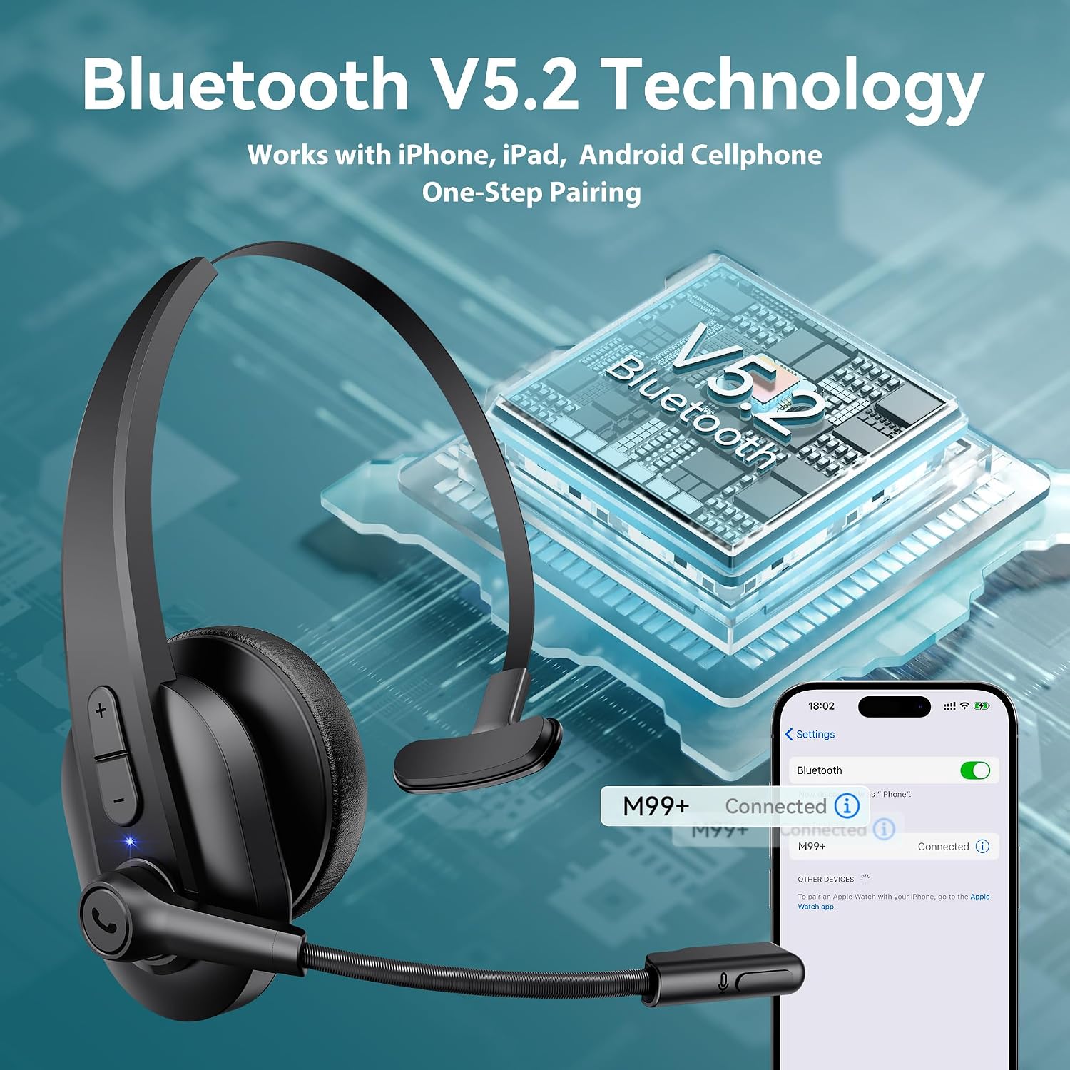 Thumbnail 5 de Sarevile Bluetooth Headset V5.2 with USB Dongle