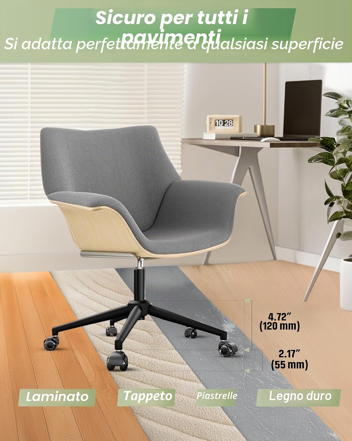 Thumbnail 3 de Sytopia Sedia da ufficio con piedistallo a croce e ruote: base universale in metallo da 60 cm, portata fino a 1180 kg