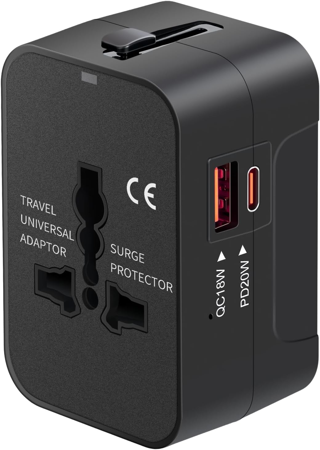 Travel Adapter USB C Universal All-in-One Worldwide (Fast Charge PD3.0, USB-A) with GaN