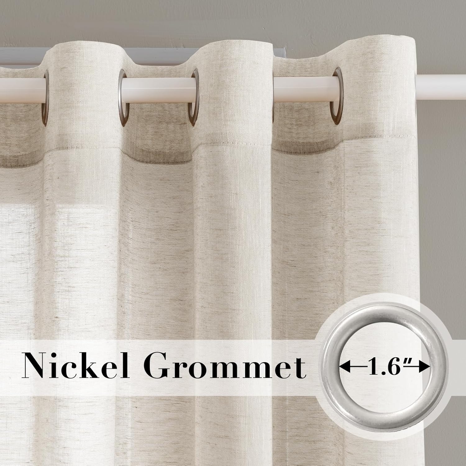 Thumbnail 1 de H.VERSAILTEX 96-inch Linen Blend Sheer Curtains (Natural) with Nickel Grommets