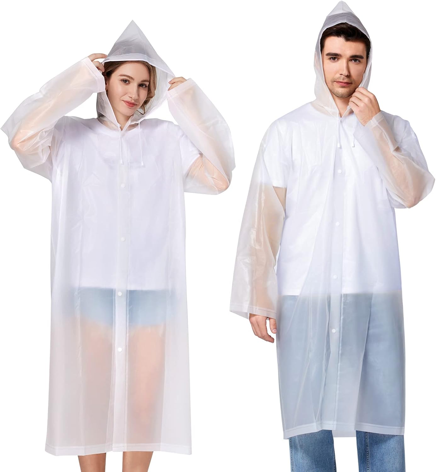 Detalle de Newbyinn Reusable Rain Ponchos for Adults, 2-Pack with Hoods
