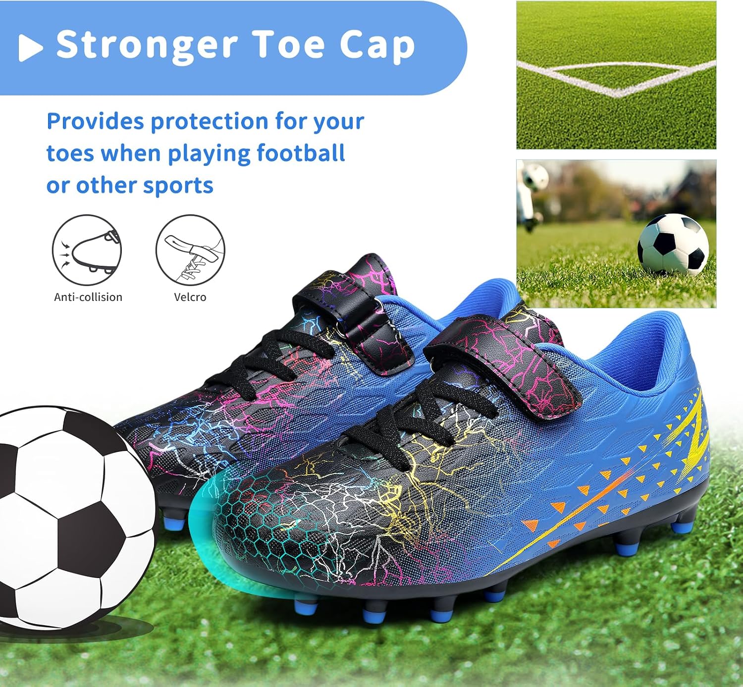 Detalle 2 de Kids Football Boots Shoes FG/AG for Boys and Girls – Breathable, Lightweight Turf and Grass Cleats