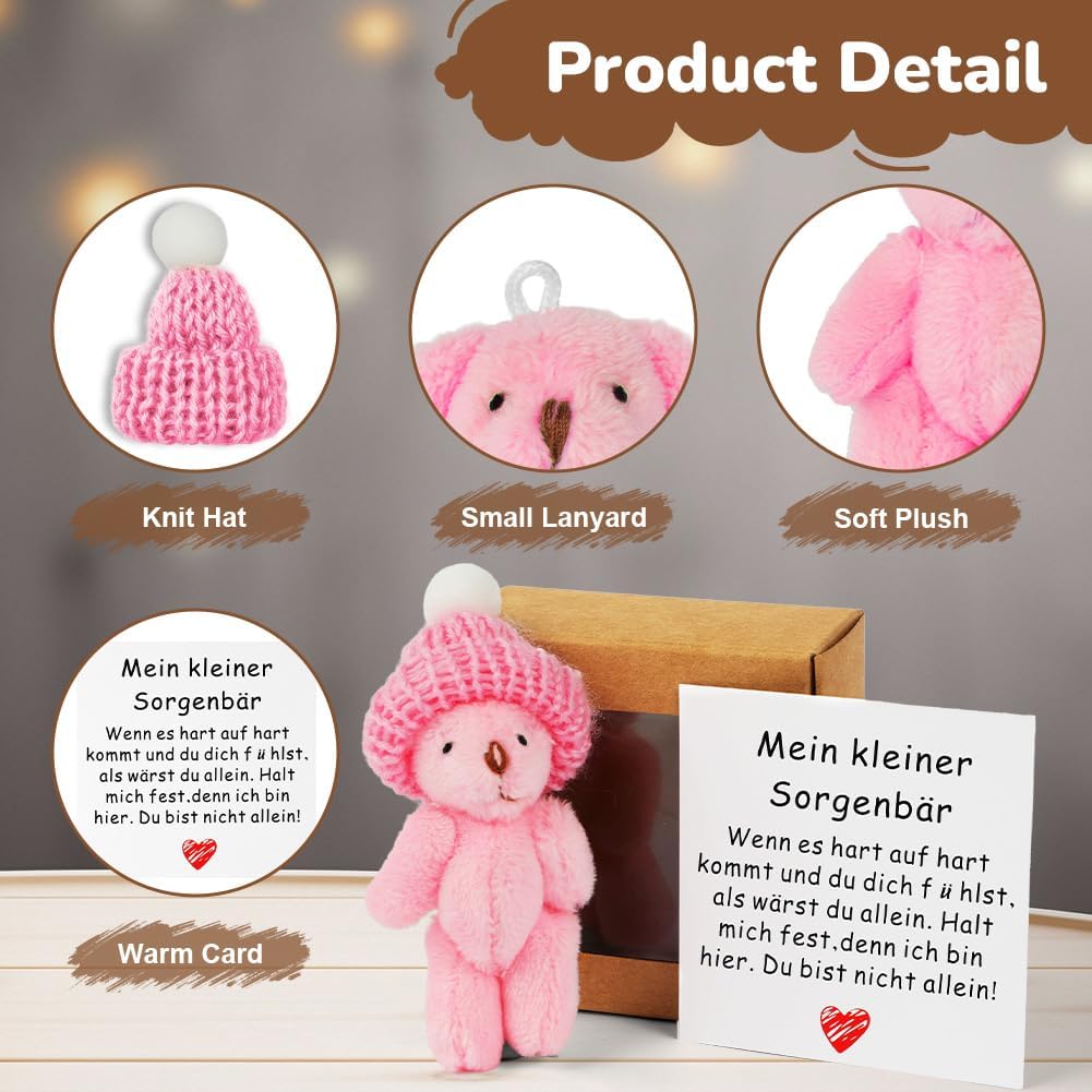 Detalle de Vicloon Orsetto in Scatola Rosa: Piccolo Peluche Tascabile con Messaggio Motivazionale