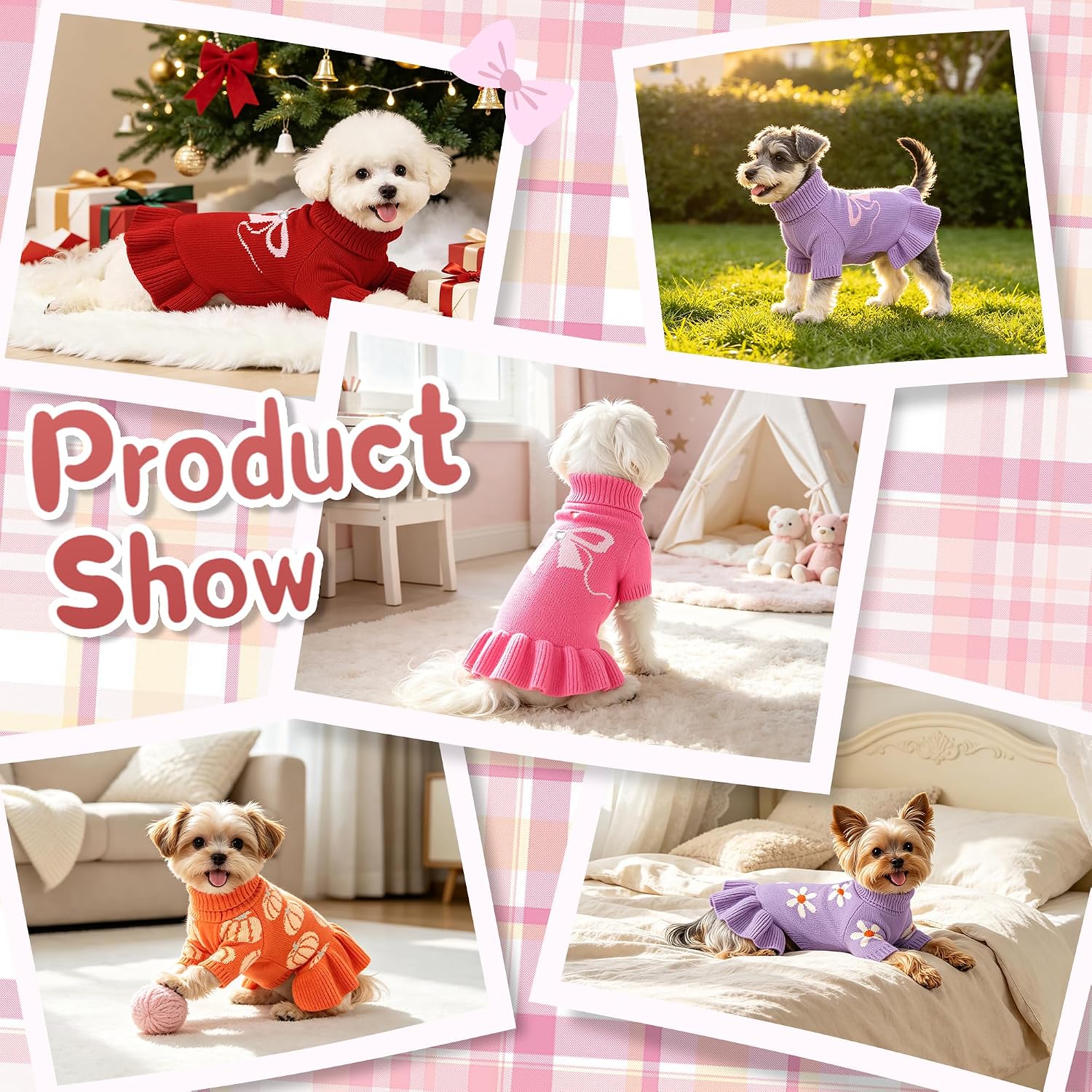 Detalle 2 de YUDODO YU89013RED0M1 Dog Sweater Dress, Red Stretch Knit with Turtleneck