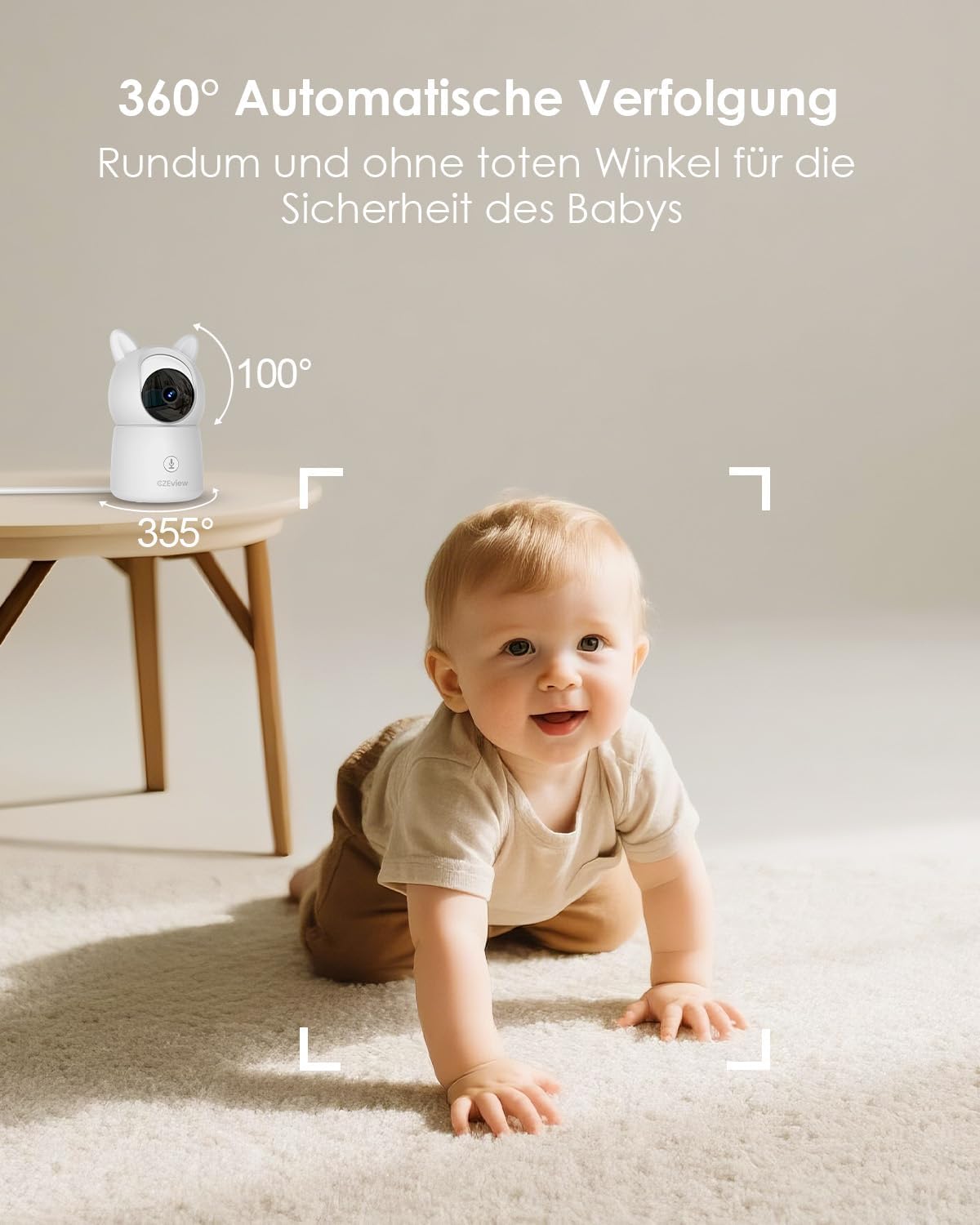 Thumbnail 4 de CZEview Babyphone mit 2 Kameras, 2.5K-Nachtsicht & 5,5-Zoll-HD-Bildschirm (WLAN-App, 360°)