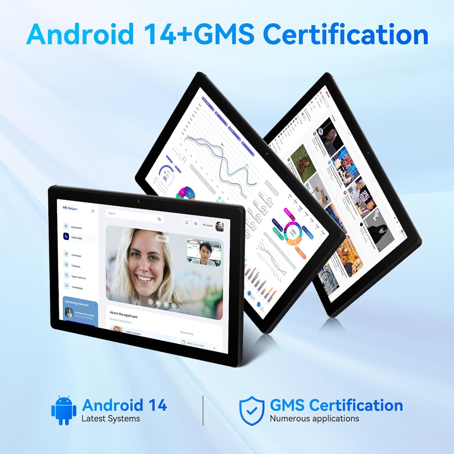 Thumbnail 1 de Ainmel 10 Inch Android 14 Tablet (16GB RAM, 128GB ROM, 1280×800 IPS, 5G/2.4G WiFi, BT 5.0) – Silver