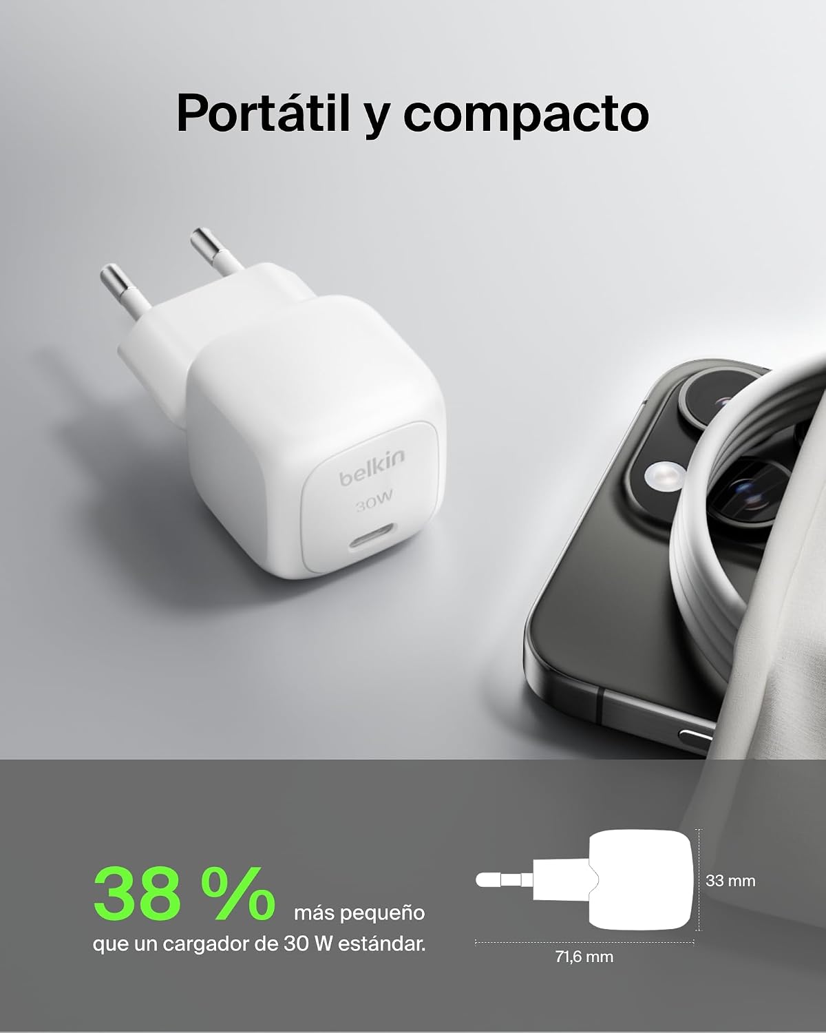 Detalle de Belkin BoostCharge 30 W Cargador USB-C