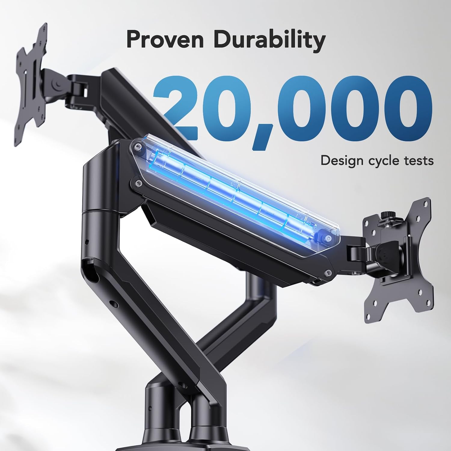 Detalle 2 de HUANUO Dual Monitor Mount for 2 Monitors up to 32" – Height‑adjustable, 10kg per arm, VESA 75x75/100x100
