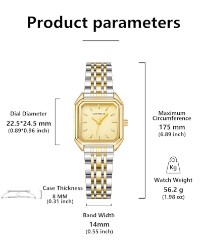 Thumbnail 6 de CIVO Reloj de pulsera dorado para mujer pequeño y minimalista (acero inoxidable, analógico, 3ATM)