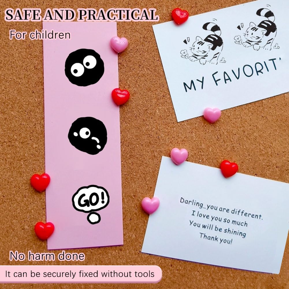 Thumbnail 6 de 200 Pcs Heart-Shaped Drawing Push Pins for Notice Boards
