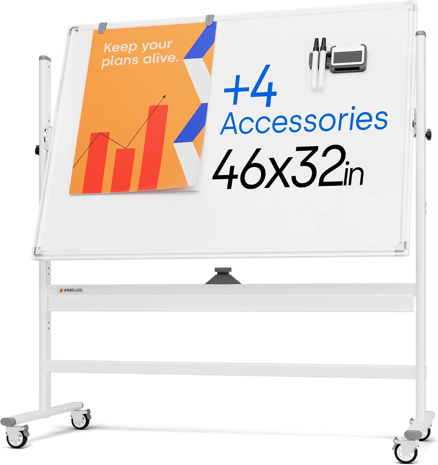 Detalle de KAMELLEO 46" x 32" Rolling Double-Sided Magnetic Whiteboard