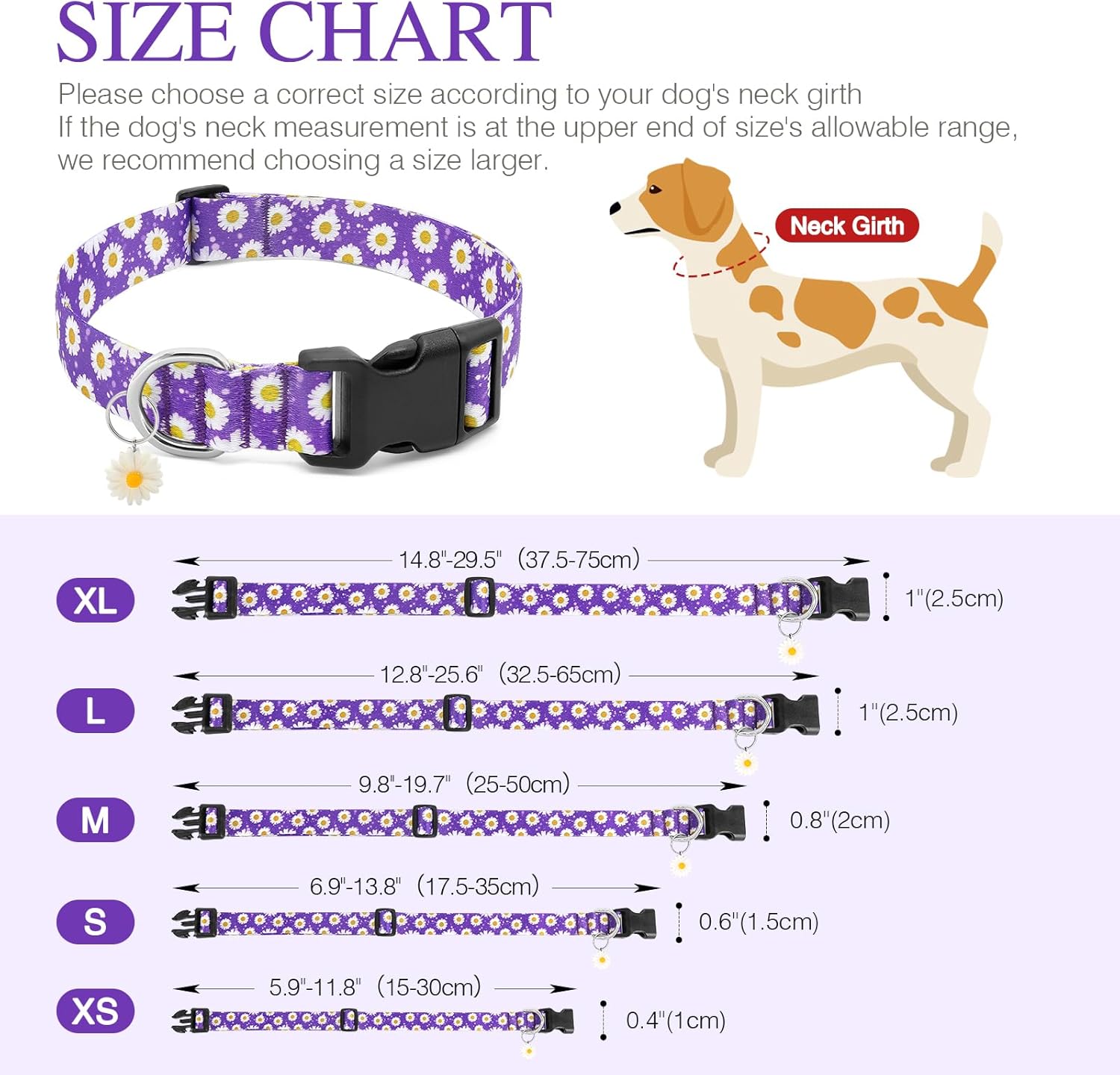 Thumbnail 5 de Ayaseen Floral Dog Collar Small Purple Daisy