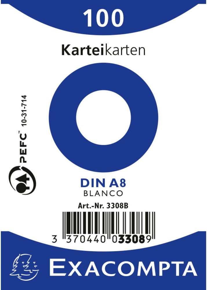 Detalle de Exacompta 10506E – Paquet de 100 fiches Bristol unies non perforées (210 × 297 mm) – blanc