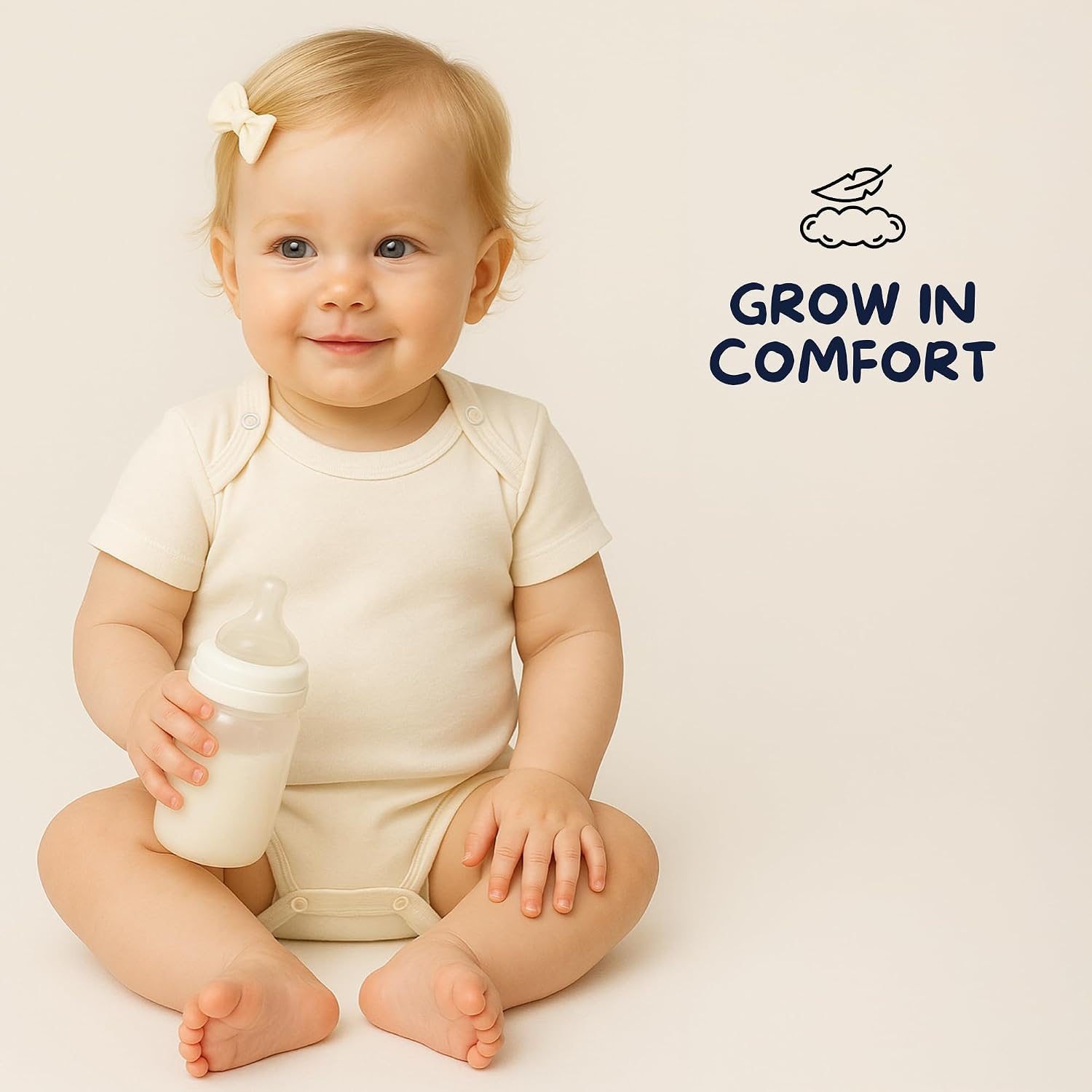 Detalle de rise&Raba Baby Bodysuit 3 Pack in GOTS-certified organic cotton (0–4 years)