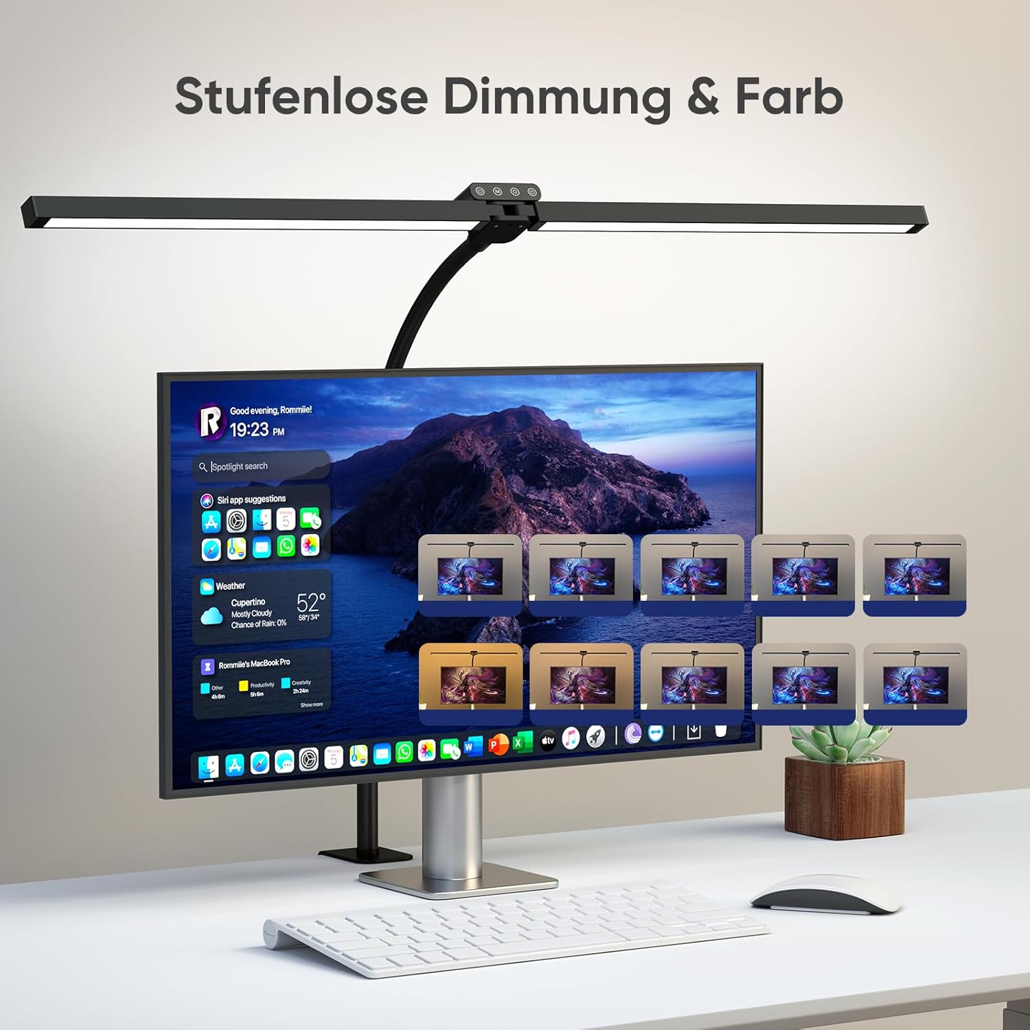 Thumbnail 1 de vatato Doppelkopf LED-Schreibtischlampe mit RGB, 24 W und Fernbedienung (Klemmleuchte, dimmbar, 2700–6500 K)