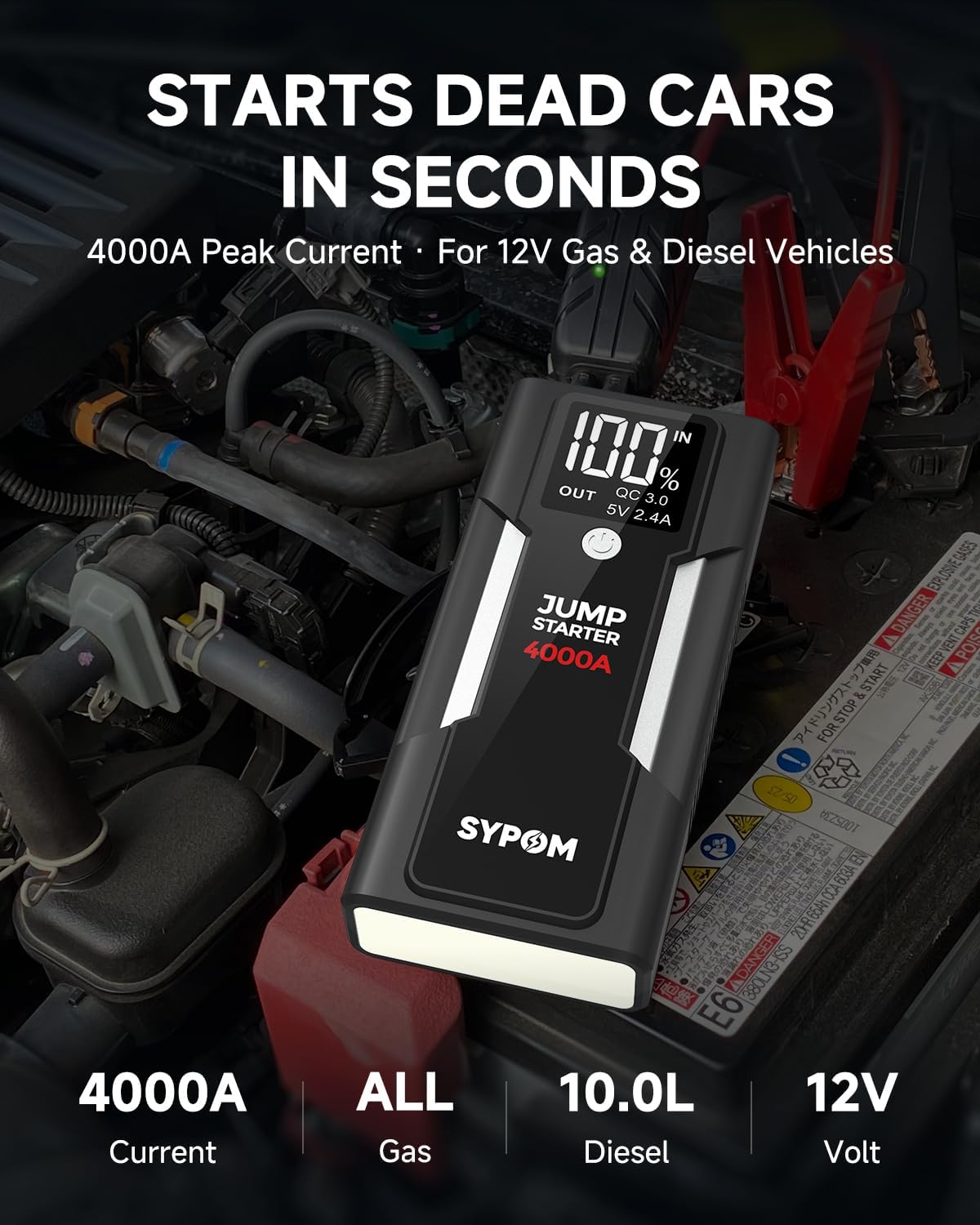 Detalle 2 de SYPOM Jump Starter 4000A Peak