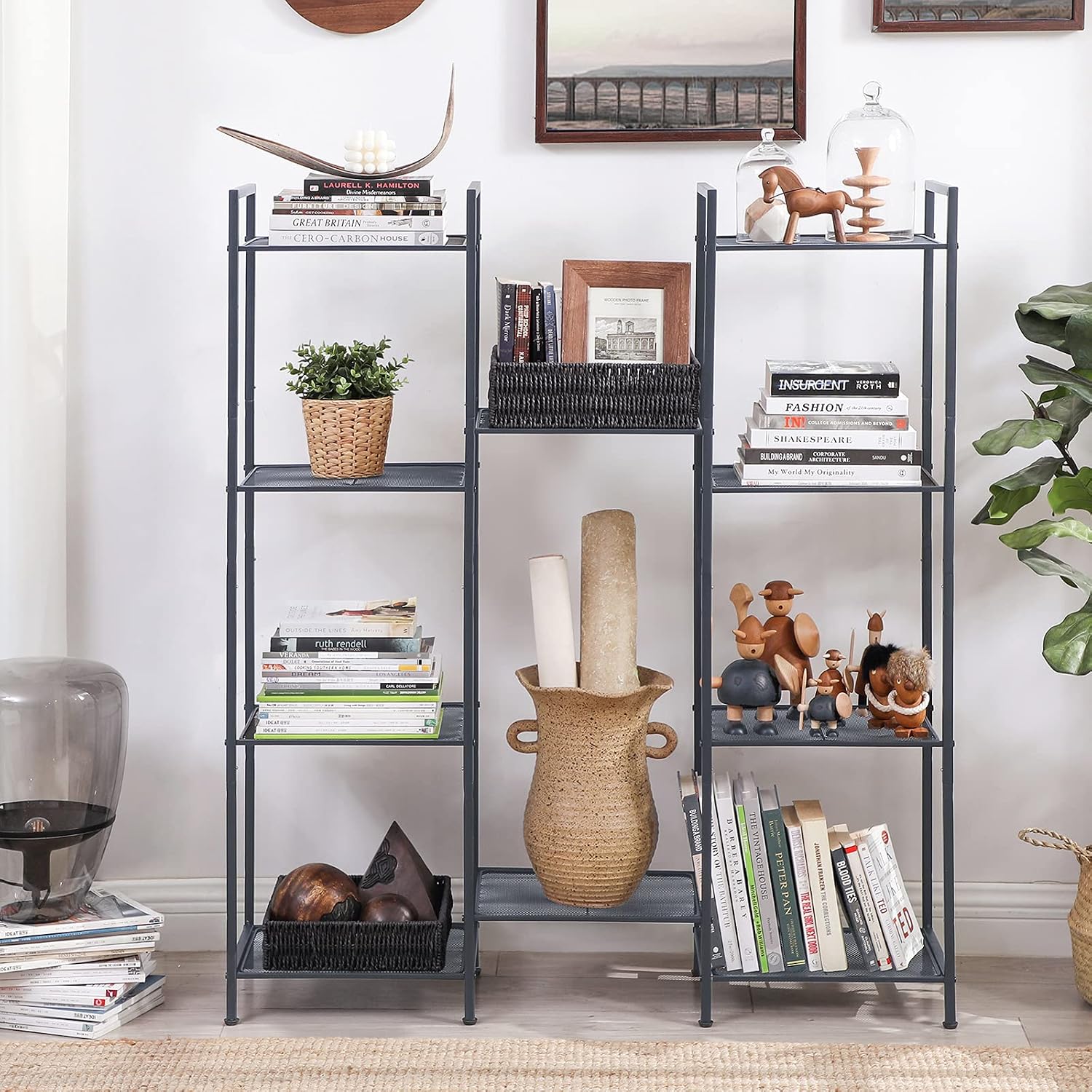 Detalle 2 de SONGMICS BSC35BK 5-Tier Metal Shelving Unit, Adjustable, 38 x 30 x 128.5 cm