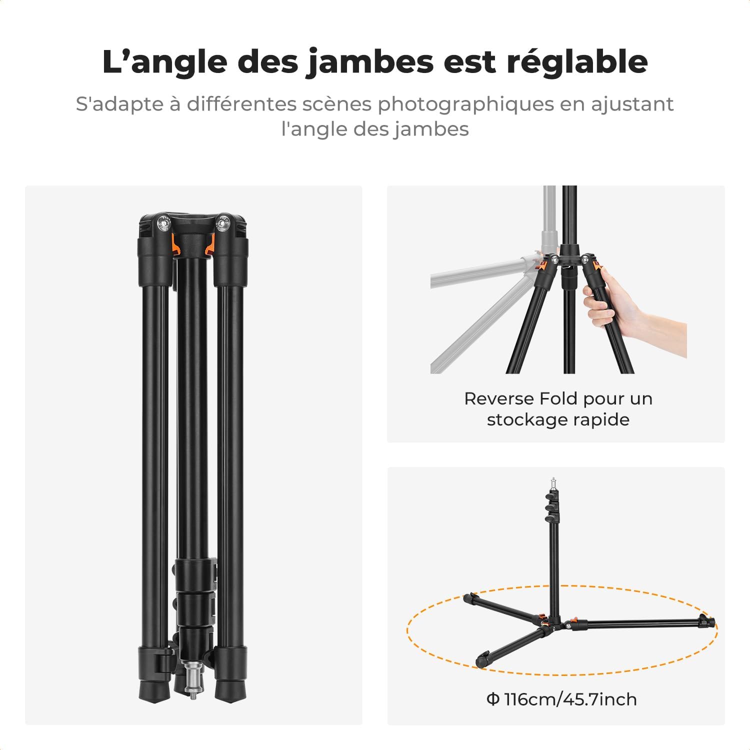 Thumbnail 5 de K&F CONCEPT Trépied d'éclairage 200 cm