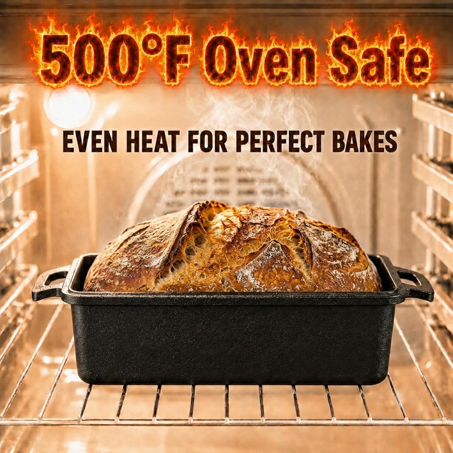 Detalle de Northriver Casting 9×5 Inch Cast Iron Loaf Pan with Lid (2-Piece Set) for Bread, Cake, and Meatloaf