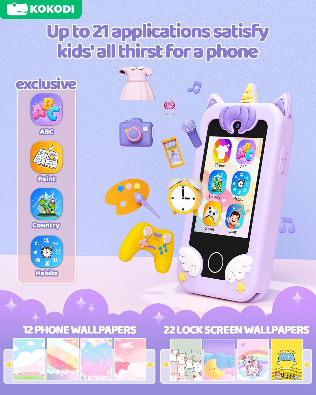Thumbnail 2 de KOKODI Kids Smart Phone Toy with Dual Camera