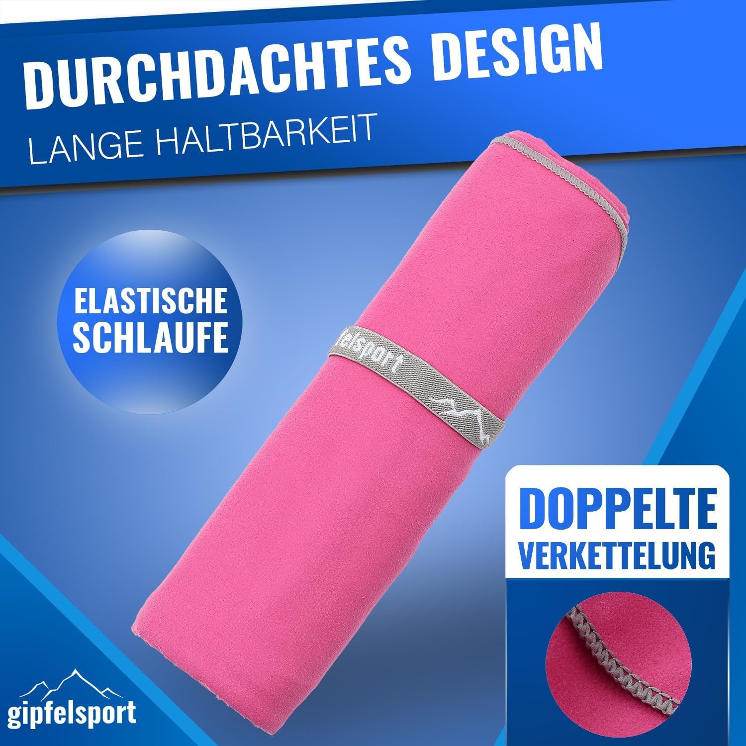 Thumbnail 6 de gipfelsport Mikrofaser Handtuch Set 180x80 cm – schnelltrocknend, kompakt, Fuchsia