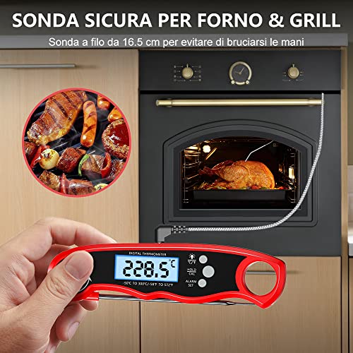 Detalle de CIRYCASE Termometro da Cucina: lettura rapida e sonda esterna lunga 102 cm per forno e BBQ