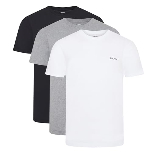 Detalle de DKNY Giants 3-Pack T-Shirts – Black, White & Grey (Slim Fit)