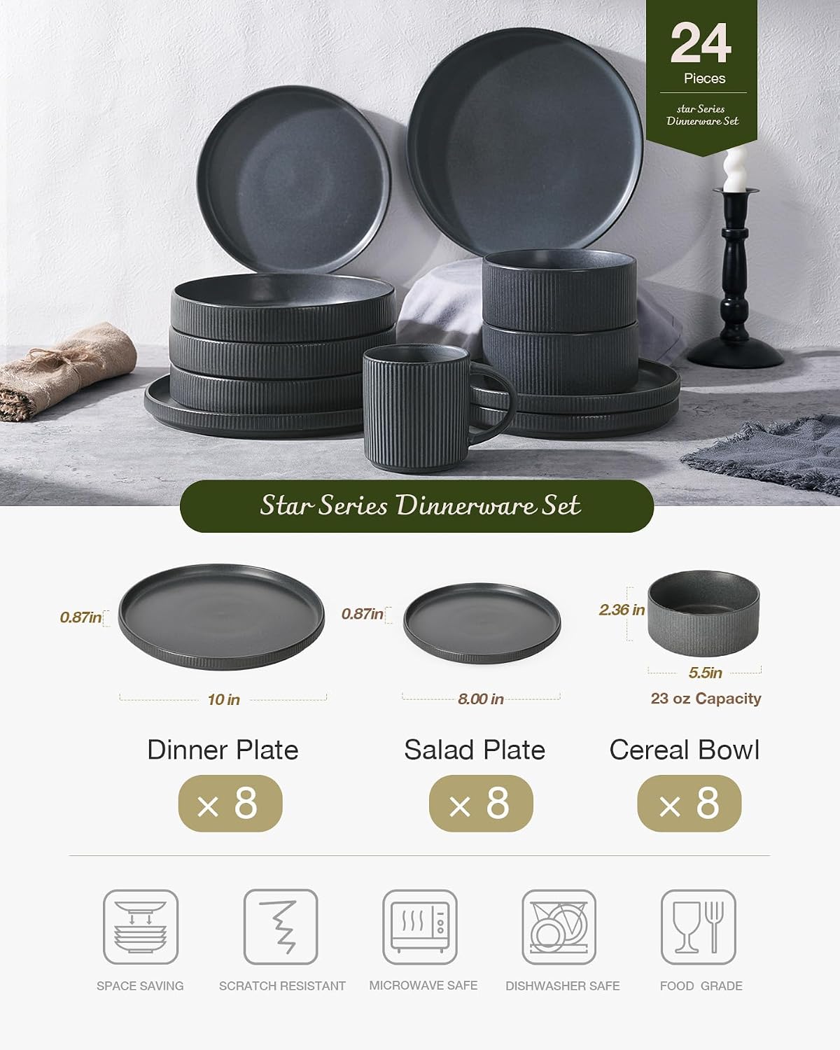 Thumbnail 2 de famiware Star Plates and Bowls Set 24-Piece 🍽