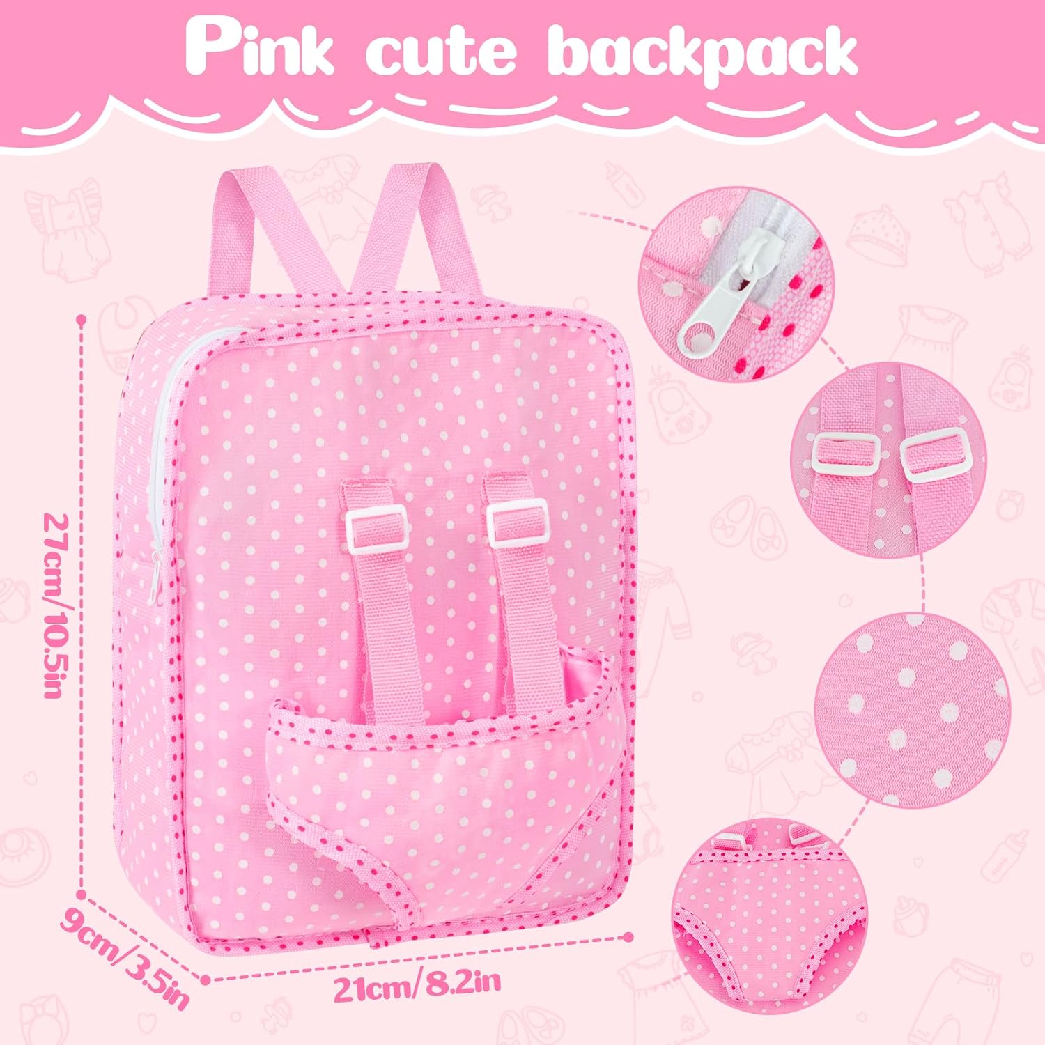 Thumbnail 3 de Mastom 12-Inch Baby Doll Set with Backpack, 4 Outfits & Accessories