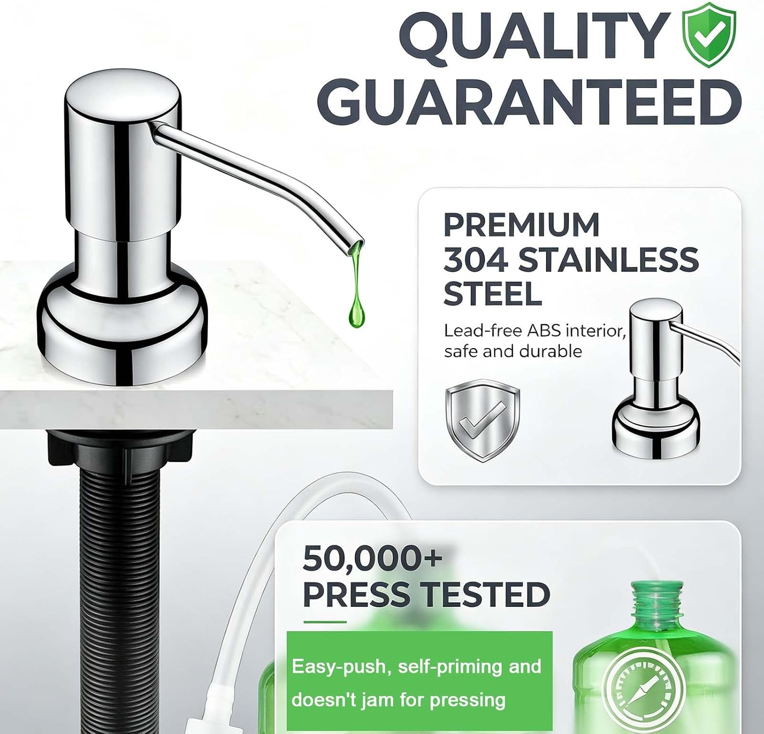 Detalle de SonTiy FA7110142 Chrome Sink Soap Dispenser, 17 oz Bottle and 47-inch Tube