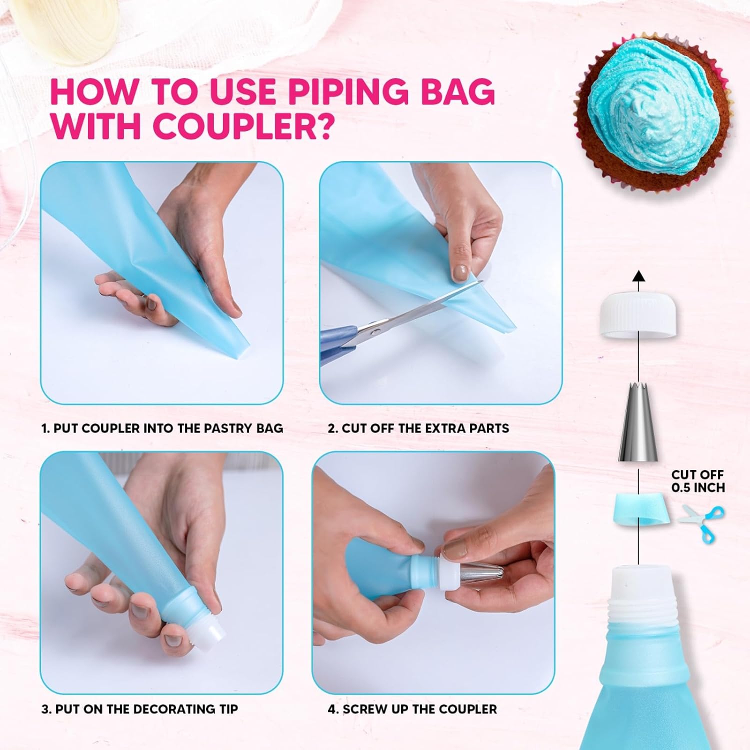 Detalle 2 de Riccle Piping Bags and Tips Set 124-Piece 🎂
