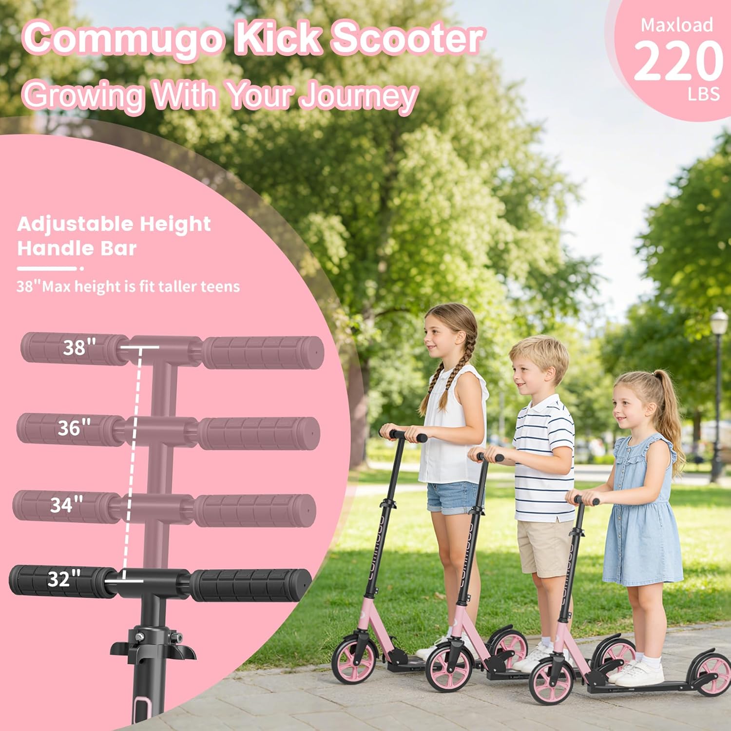 Thumbnail 1 de Commugo Kick Scooter for Kids 5-12, Teens & Adults (CPSC Certified, Foldable, 8-Inch Wheels)