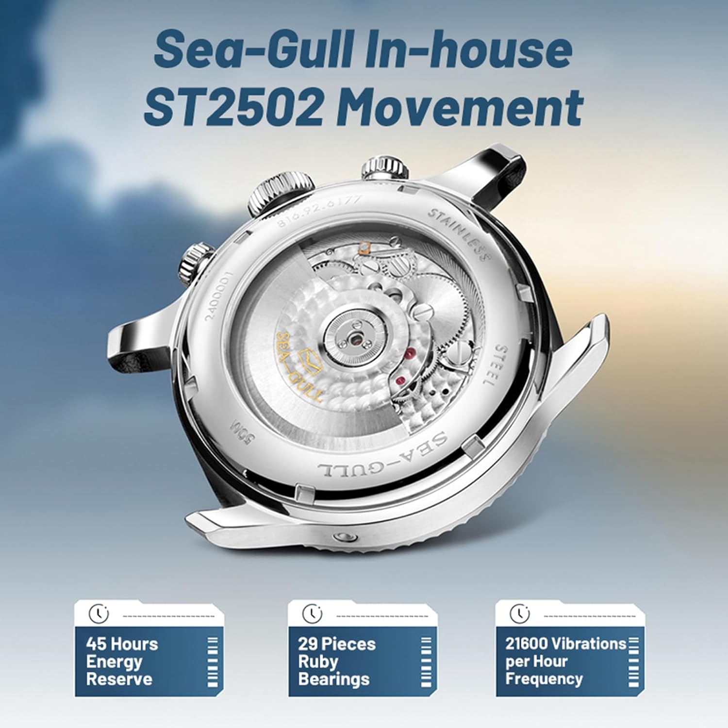 Thumbnail 6 de Sea Gull GMT 6177 montre automatique 43 mm