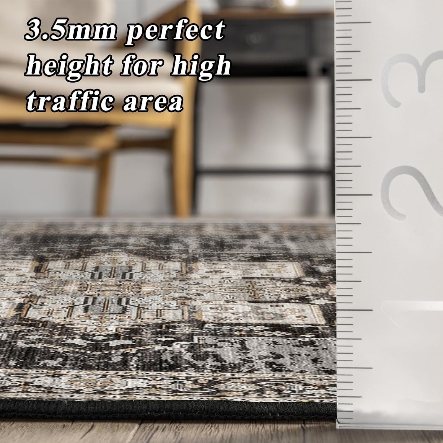 Thumbnail 5 de RUUGME Washable 11x15 Area Rug – Large Vintage Rug with Non-Slip Backing, Stain Resistant, Indoor Carpet for Bedroom or Dining Room