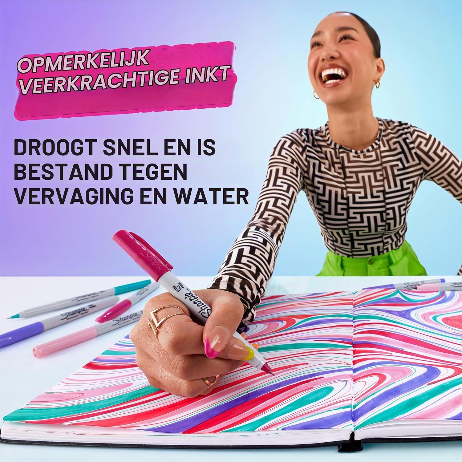 Detalle 2 de Sharpie Glam Pop permanente markers met fijne punt, 12 kleuren