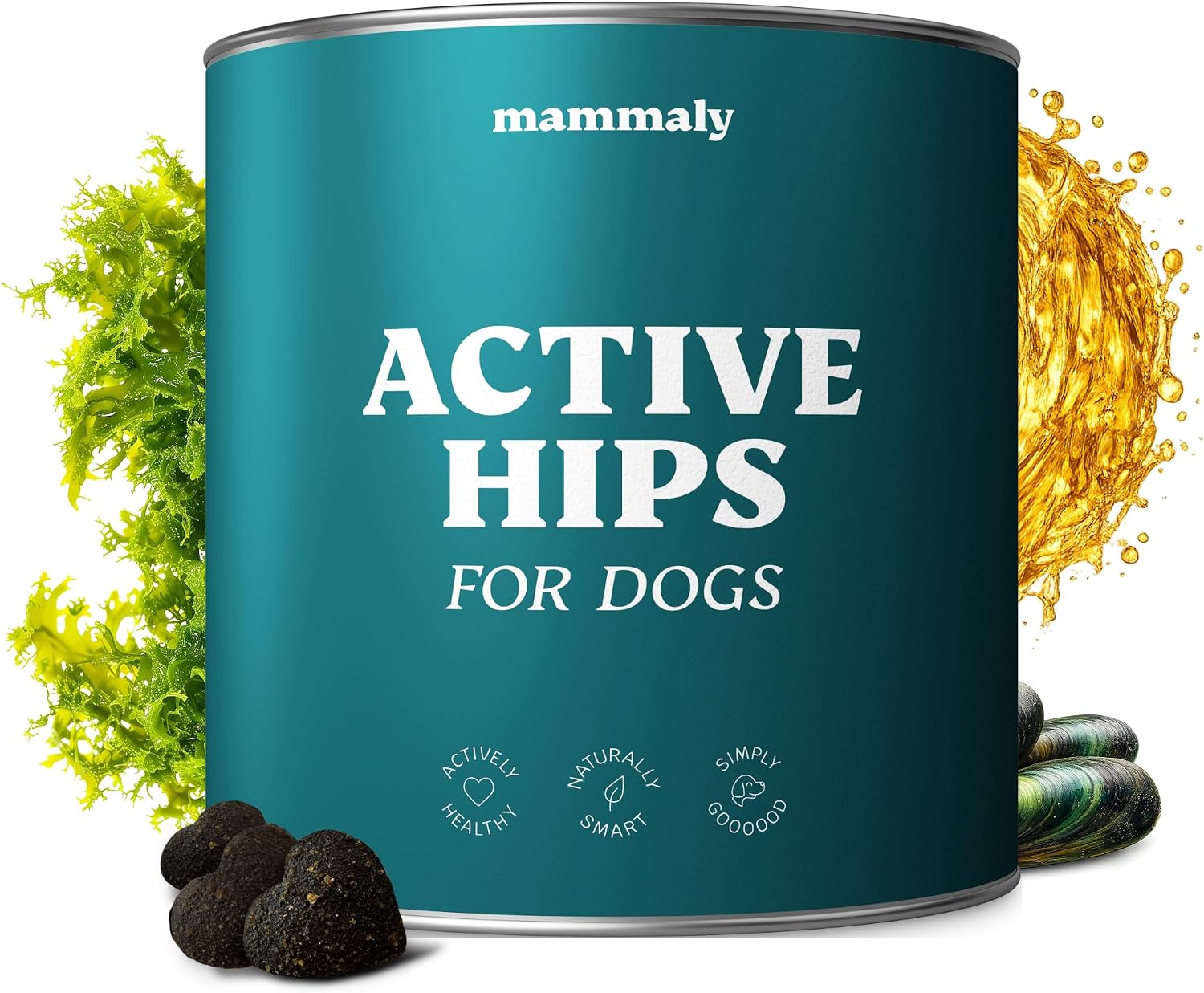 Detalle de 11-in-1 Grünlippmuschel Hund Gelenktabletten – Active Hips Leckerli (325 g) von mammaly