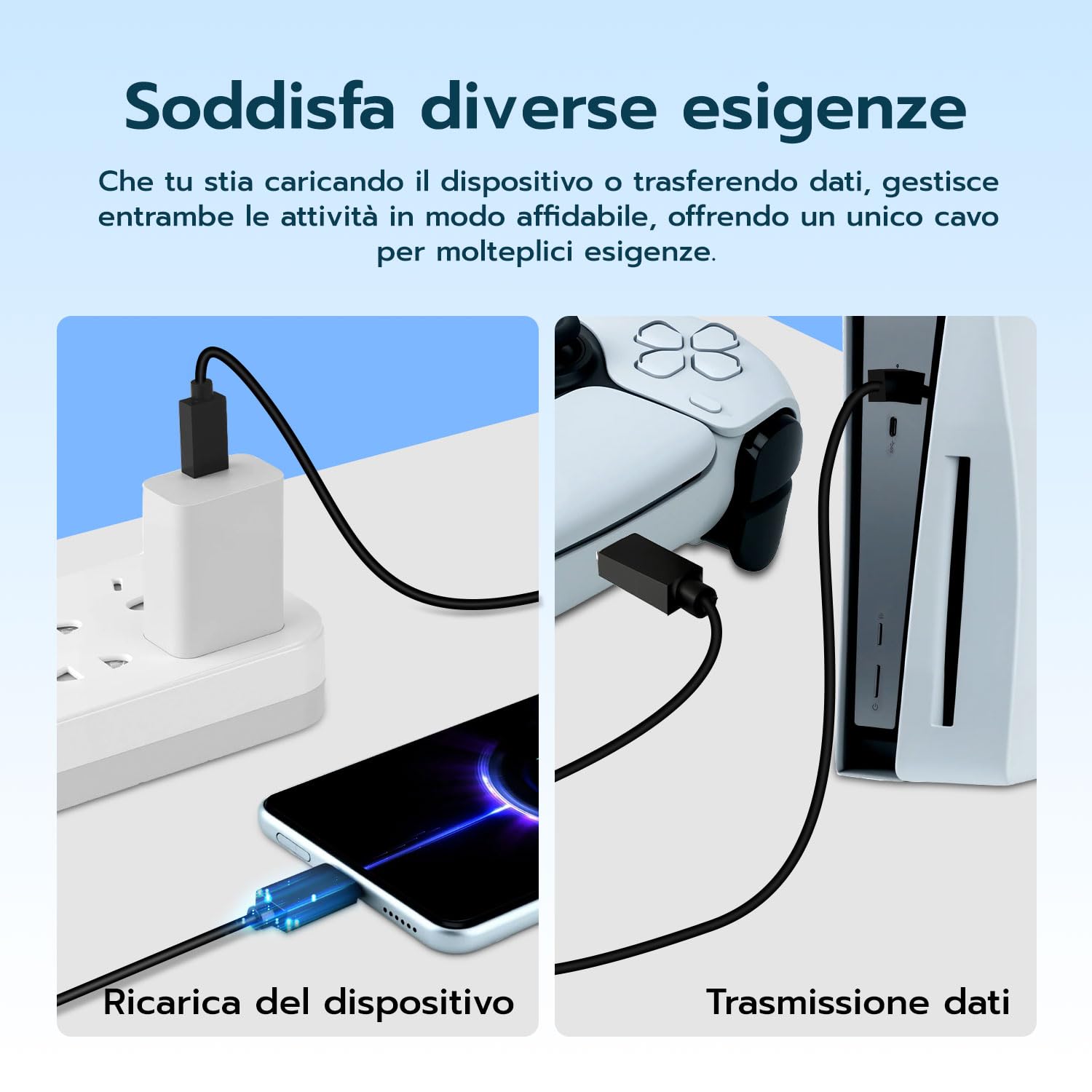 Detalle de Tolesum Cavo PS5 Controller 3 m per ricarica e dati