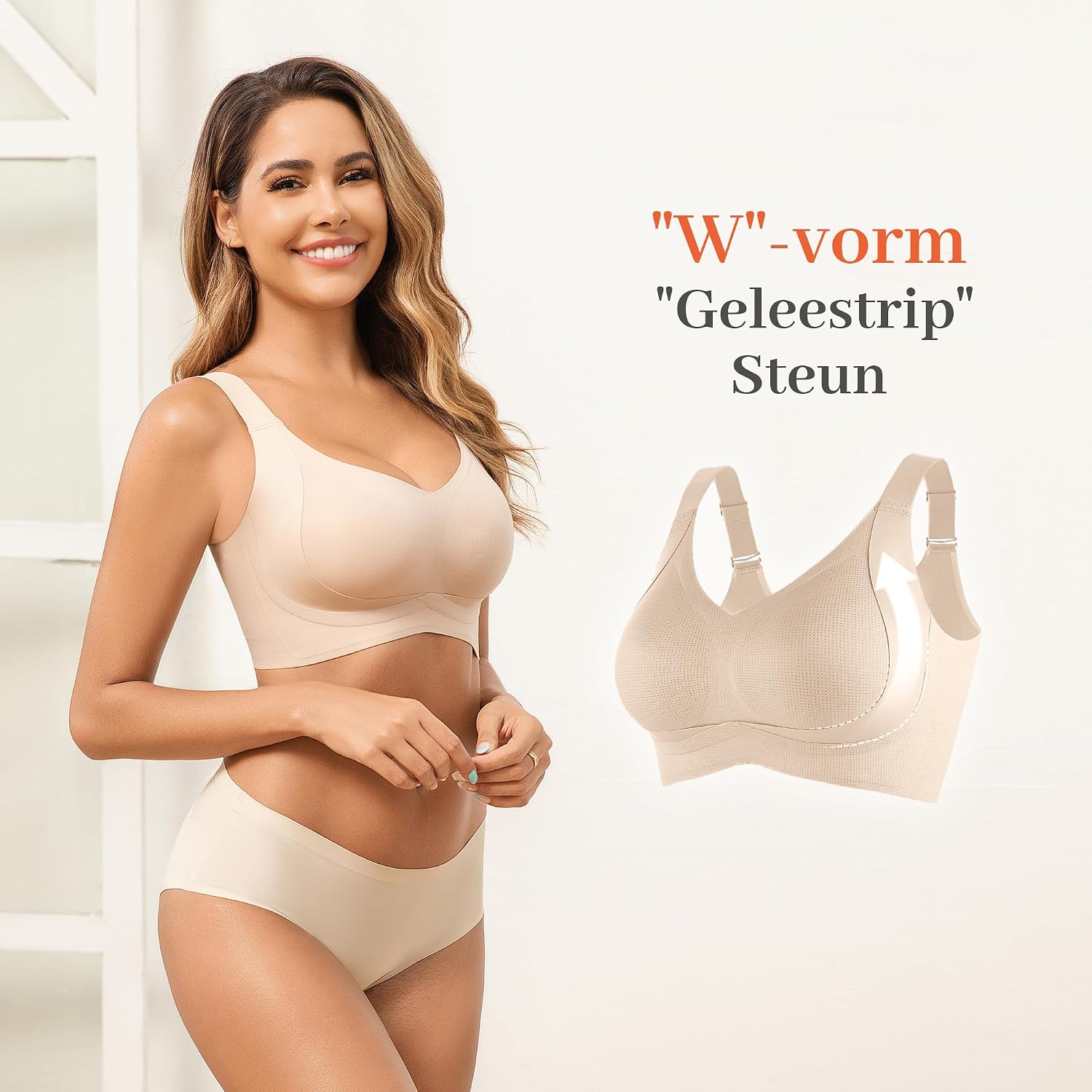 Detalle 2 de Fittingirls draadloze push-up-minimizerbh met volledige bedekking en T-shirtpasvorm