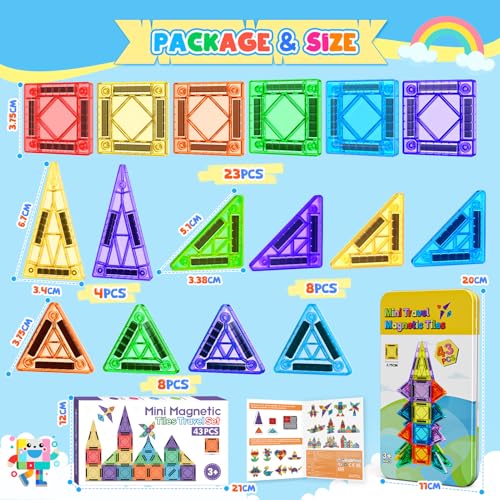 Detalle de Wootoyz 43 Pezzi Costruzioni Magnetiche: Set Viaggio per Bambini 3-6 Anni