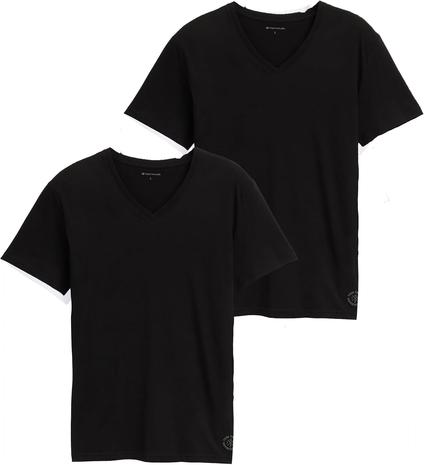 Detalle de TOM TAILOR Herren Doppelpack T-Shirt mit V-Ausschnitt (Regular Fit) aus Baumwolle