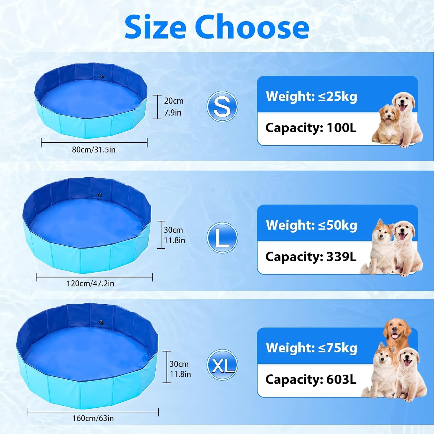 Detalle de Dog Pool Foldable Dog Padding Pool: Portable, Durable PVC Bathing Pool for Pets (160x30cm)