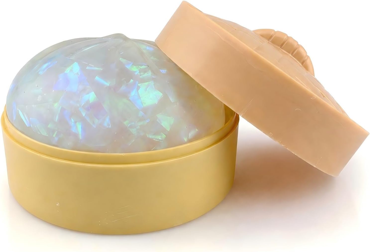 Detalle de Glitter Bao Bun Squishy with Steamer Basket – Pearly White Dumpling Toy