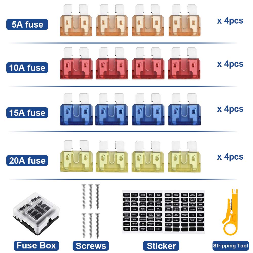 Thumbnail 4 de Boîte à Fusibles 6 Voies avec Bus Négatif et Indicateurs LED – 12V/24V, 16 Fusibles