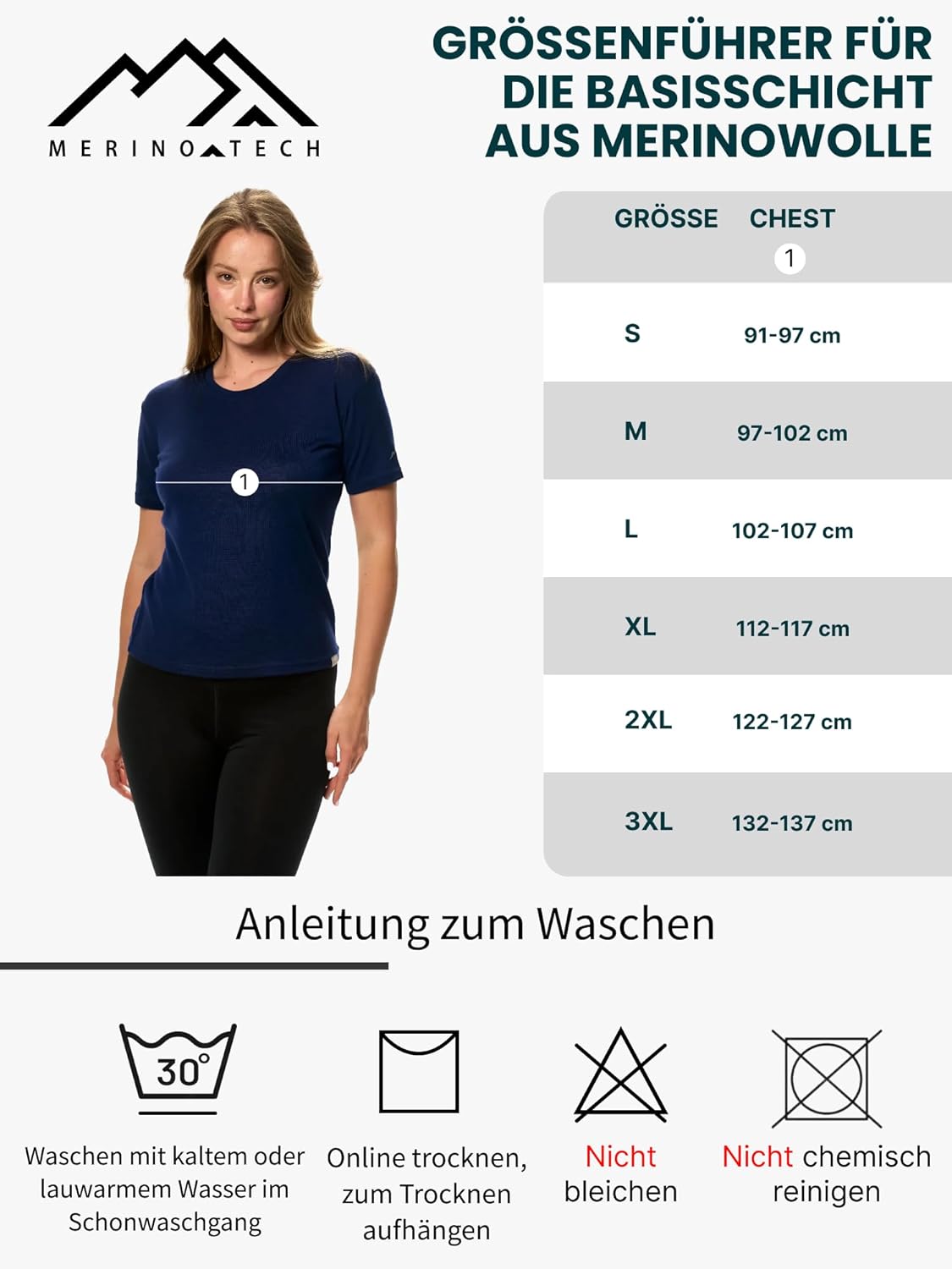 Thumbnail 5 de 100% Merino Shirt Damen V-Ausschnitt – Merino Unterwäsche Damen, schnelltrocknend, atmungsaktiv
