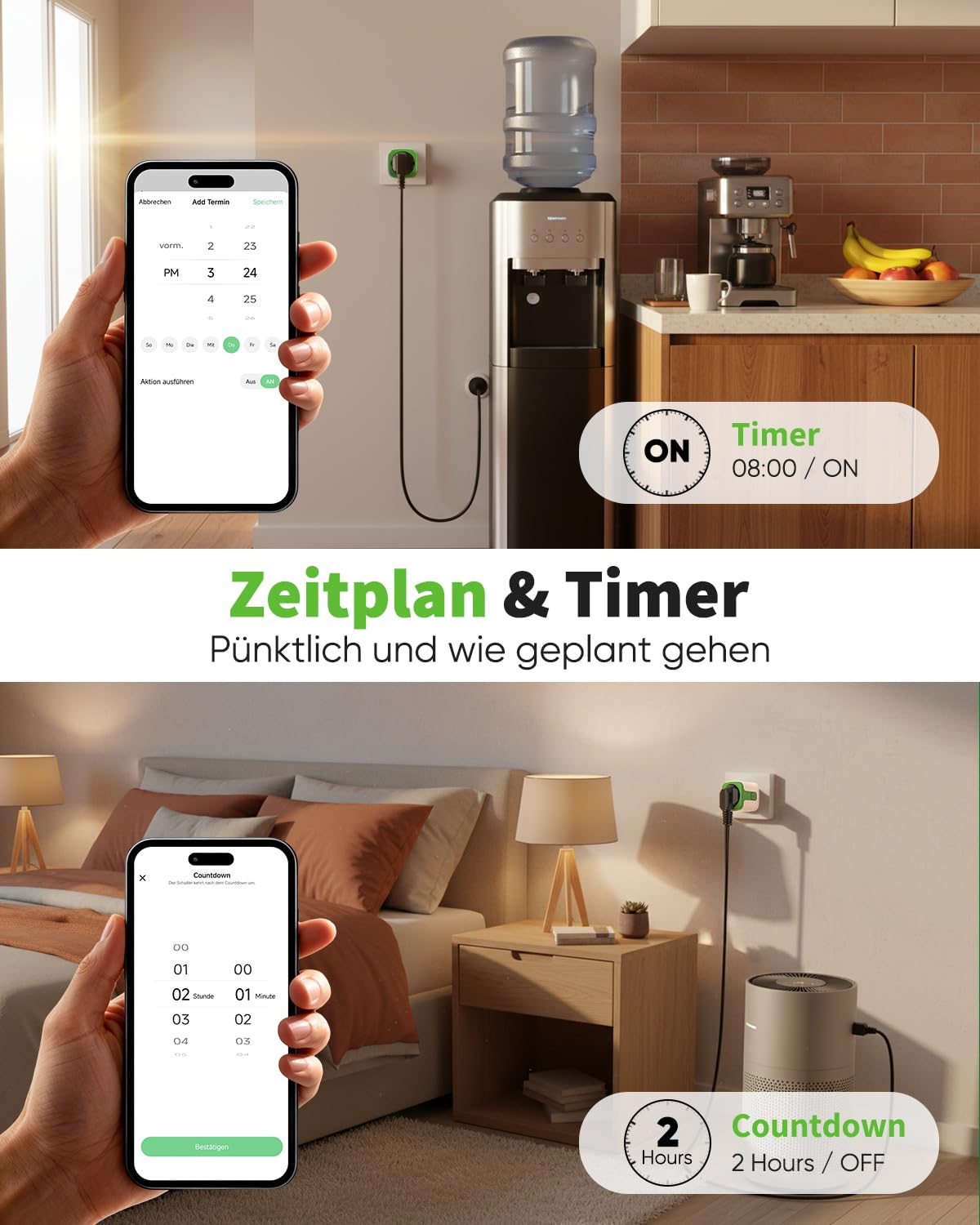 Detalle de GreenSun WLAN-Steckdose mit Stromzähler für Smart Life, App-Steuerung, Zeitschaltuhr & Sprachsteuerung (Alexa & Google)